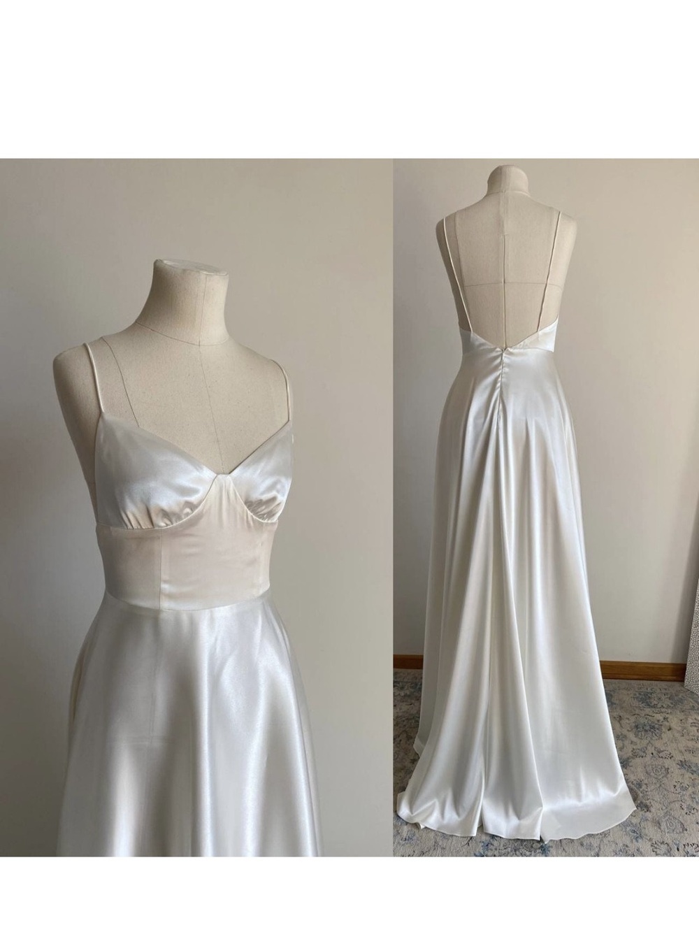 Custom silk A-line wedding gown